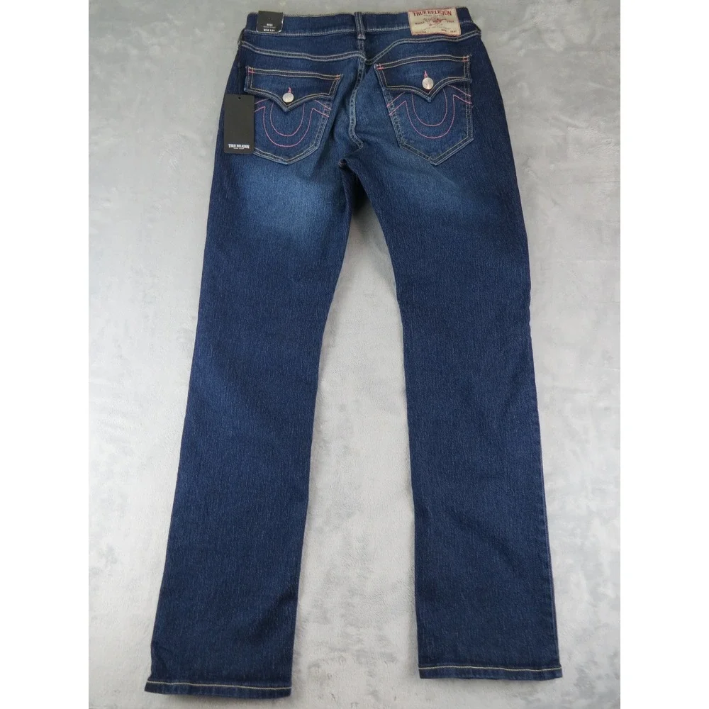 True Religion Ricky Relaxed Straight Men's Jeans W30 L34 Dark Wash NWT‎ Denim